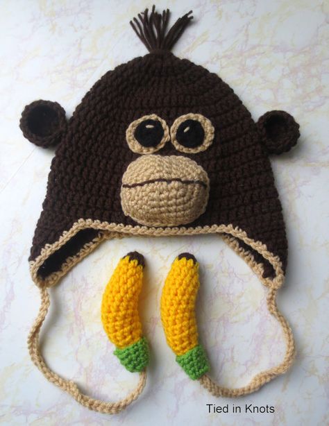 Orangtuan Ape Monkey Hat with Bananas for by TiedinKnotsCrochet, $25.00 www.facebook.com/TiedinKnots.TIK Weird Crochet Hat, Monkey Hat Crochet, Monkey Cap, Banana Hat, Crochet Monkey Hat, Monkey Hat, Baby Orangutan, Ape Monkey, Crochet Monkey