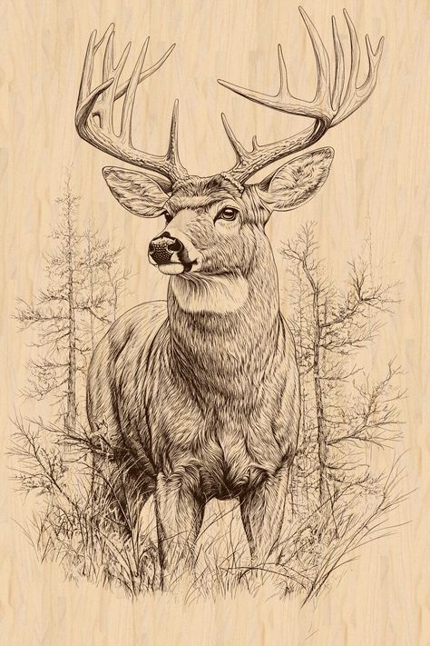 White Tail Buck, Wildlife Sketches, Hunting Drawings, White Tailed Deer, Deer Drawing, Eagle Art, Deer Art, Wood Burning Patterns, Wood Burning Art