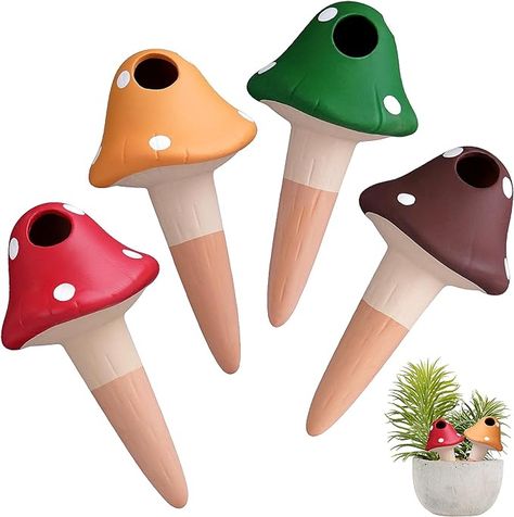 Perfect for busy plant lovers! these cute self watering mushrooms are adorable and incognito. Your plants will never go thirsty again, while you're on vacation you'll have no worries about your plant babies. Watering Spikes, Mushroom Plant, Window Garden, Plant Watering, Self Watering Planter, New Inventions, Water Transfer, Season Of The Witch, Self Watering