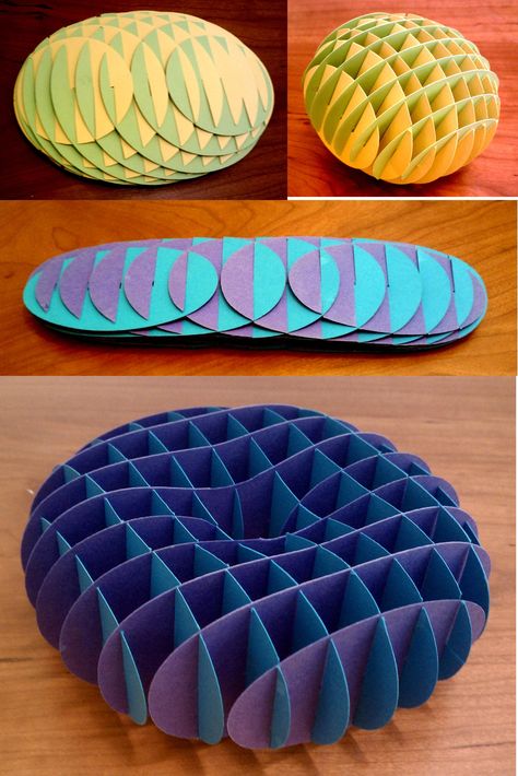 Sliceform 3D Algebraic equations that are sliced into sections and made out of paper. Algebraic Equations, Origami And Kirigami, Paper Engineering, Origami Paper Art, Math Art, 3d Paper Crafts, Paper Crafts Origami, Cardboard Furniture, Origami Tutorial