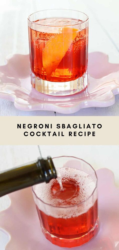 Negroni Sbagliato - A Beautiful Mess Sbagliato Cocktail, Negroni Sbagliato, Orange Twist, Boozy Drinks, A Beautiful Mess, Mixed Drinks Recipes, Winter Drinks, Old Fashioned Glass, Negroni