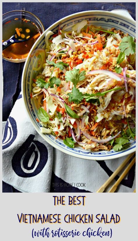 Vietnamese Recipes Chicken, Goi Ga, Vietnamese Chicken Salad, Vietnamese Chicken, Cabbage Salad, Chicken Salad Recipes, Vietnamese Recipes, Greens Recipe, Asian Dishes