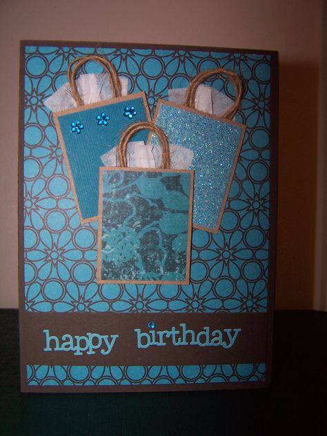 Shopping Bag Birthday Cards, Card Scrapbook, Cards Birthday, Card Tutorials, Scrapbooking Ideas, Creative Cards, Shopping Bags, Diy Cards, Stampin Up Cards