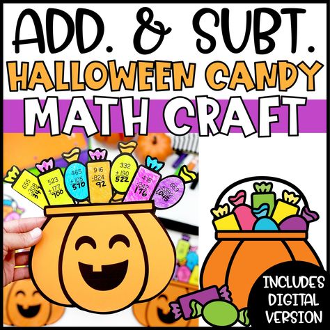 Halloween Math Craftivity, Halloween Math Craft, Student Data Folders, Fun Halloween Math, Candy Math, Student Data Binders, Halloween Addition, Subtraction Activity, Math Journal Prompts