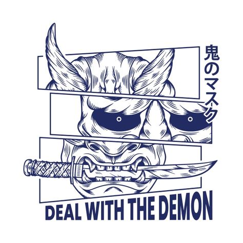 Mask Illustration, Japanese Demon, Tshirt Artwork, Japan Graphic Design, Chibi Marvel, Japanese Oni, Japan Logo, Illustrator Inspiration, Oni Mask