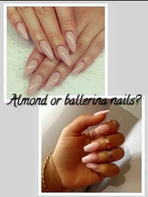 Gel nails ballerina vs almond Almond Vs Ballerina Nails, Coffin Vs Almond Nails, Almond Vs Oval Nails, Nail Shapes Ballerina, Ballerina Shaped Nails, Nails Long Almond, Ballerina Nails Shape, Nail Salon Prices, Oval Acrylic Nails