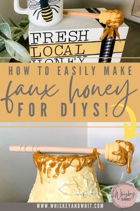 Easy Honey Bee DIY Decor for Summer - Whiskey & Whit Bee Kitchen Theme, Fake Honey, Bee Diy, Bumble Bee Craft, Honey Decor, Diy Summer Decor, Halloween Costumes For Work, Honey Diy, Honey Bee Decor