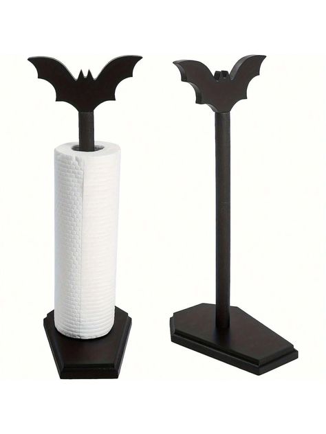 1pc Bat Paper Towel Holder, Halloween Decor For Kitchen And Bathroom, Gothic Home Decor For Oddities And Curiosities, Goth Accessories For Countertop Stand, Witchy Gifts For WomenI discovered amazing products on SHEIN.com, come check them out! Halloween Decor For Kitchen, Bathroom Halloween, Towel Rack Kitchen, Nautical Shower Curtain, Countertop Brackets, Gothic Bathroom, Skull Shower Curtain, Kitchen Sponge Holder, Skull Accessories