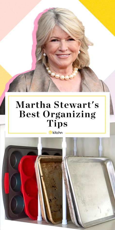 Martha Stewart's Best Organizing Tips | Kitchn Martha Stewart Kitchen Organization, Martha Stewart Aesthetic, Martha Stewart Decor, Above Fridge Cabinet, Martha Stewart Decorating, Martha Stewart Organizing, Diy Toolbox, Organizer Tips, Vertical Kitchen