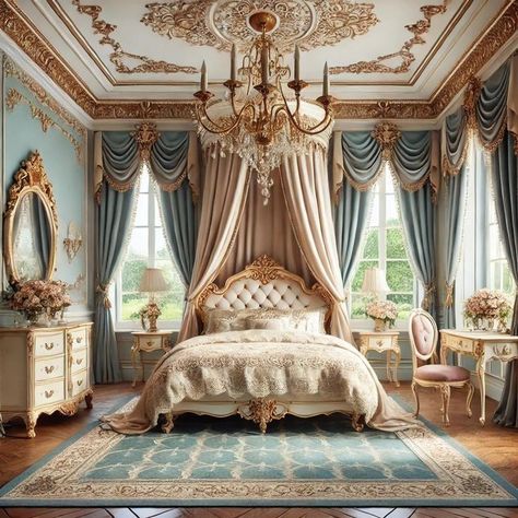 Prince Bedroom, French Inspired Bedroom, Bed Closet, Luxury Bedroom Sets, Christmas Decor Idea, Fall Bedroom Ideas, Layered Bedding, Luxury Bedrooms, Crown Moldings