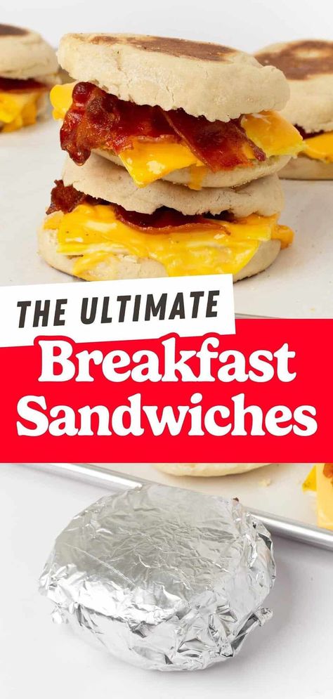 These easy freezer breakfast sandwiches are made with baked eggs, cheese and sausage on an English muffin. They're totally customizable and the perfect grab-and-go breakfast for busy weekday mornings! Freezer Muffin Tin Recipes, Freezer Egg Sandwiches, Egg And Cheese English Muffin, Breakfast Sandwich Freezer, Easy Food Crafts, Easy Freezer Breakfast, Sausage Egg Sandwich, English Muffins Sandwich, Design Eat Repeat