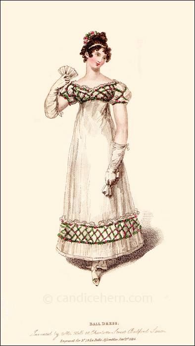 Ackerman's repository of Arts, january 1816- Christmas festival dress 1816 Dress, 1810s Fashion, Facts Images, Empire Outfit, 1820s Fashion, Regency Gown, Decades Of Fashion, Regency Era Fashion, Regency Period