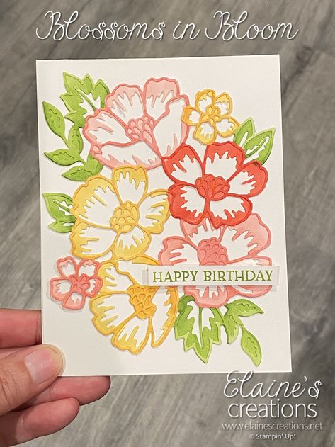 Blended Bloom Stampin Up Cards, Flower Pot Card, Stamping Techniques Card Tutorials, Blossoms In Bloom, Homemade Birthday Cards, Making Greeting Cards, Stamping Up Cards, Card Making Techniques, Card Patterns