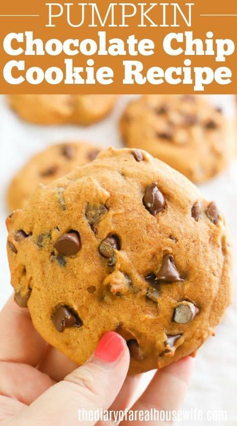 Pumpkin Chocolate Chip Cookies, Pumpkin Chocolate Chip, Pumpkin Chocolate Chips, Chip Cookie Recipe, Köstliche Desserts, Healthy Chocolate, Pumpkin Cookies, Pumpkin Chocolate, Pumpkin Dessert