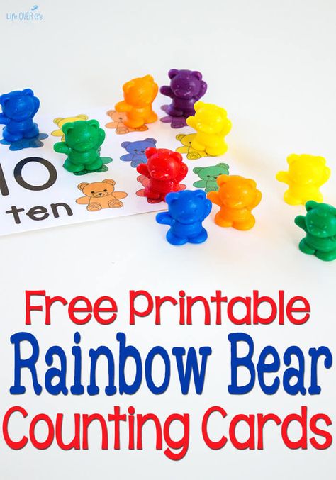 These free printable rainbow bear counting cards are a great way to introduce one-to-one correspondence & counting from 1-10. Everyone loves rainbow bears! Teaching Colors Kindergarten Ideas, Bears Preschool, Learning Crafts, Sorting Colors, Rainbow Activities, Morning Tubs, Color Unit, Preschool Centers, Prek Math