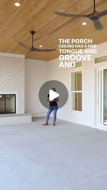 Longshore Custom Homes on Instagram: "The perfect coastal back porch! Our go to items for selections, see below! 👇🏼 

Porch Ceiling: Tongue and Groove
Porch Finish: Salted Concrete
Fireplace Surround: Tabby Shell
Fans: Monte Carlo Three Blade
Brick Rowlock: Hartsville Rose

We love a coastal sanctuary 🌴☀️🌊" Porch Ceiling Tongue And Groove, Tongue And Groove Patio Ceiling, Tongue And Groove Ceiling Porch, Ceiling Tongue And Groove, Tongue And Groove Porch, Concrete Fireplace Surround, Tongue And Groove Ceiling, Porch Ceiling, Concrete Fireplace