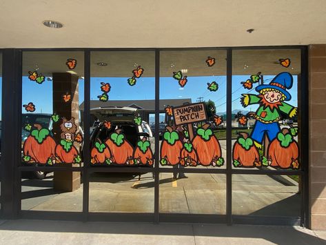 #fall #windowart #handpainted #scarecrow Fall Window Painting, Fall Windows, Thanksgiving Art, September 7, Window Art, Window Painting, Art Therapy, Scarecrow, Pumpkin Patch