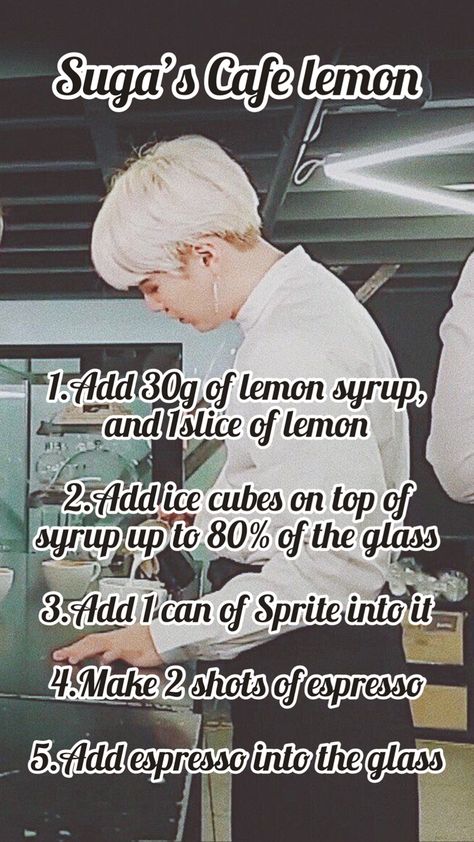 Coffee Recip BTS #yoongi Koreansk Mad, Easy Korean Recipes, Iphone Wallpaper Bts, Lemon Syrup, Korean Snacks, Korean Drama Funny, Roblox Guy, Quick Recipes Snacks, Drama Funny