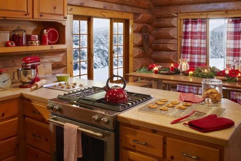 Take a tour inside Santa's house in the North Pole Santa Claus House, River Rock Fireplaces, Casa Hobbit, Santa's House, Cabin Christmas, Cabin Kitchens, Cabin Interiors, Christmas Interiors, Cozy Cabin