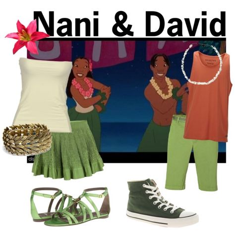 Nani & David Date Nani And David Costume, Nani And David, Stitch Disneybound, Stitch Outfits, Uncultured Swine, Wedding Kids Outfit, Disney Bounds, Halloween Coustumes, Halloween Couple