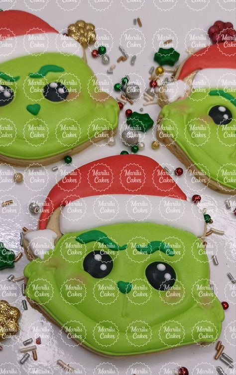 Iced Cookies, Royal Icing, Grinch, Cake