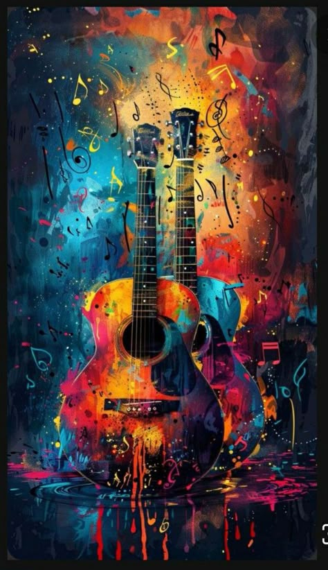 Music Club Poster, Guitar Painting Ideas, Abstract Guitar Painting, Street Art Ideas, Guitar Art Painting, Guitar Wallpaper, Electric Guitar Art, Jesus Art Drawing, Summer Music Festival