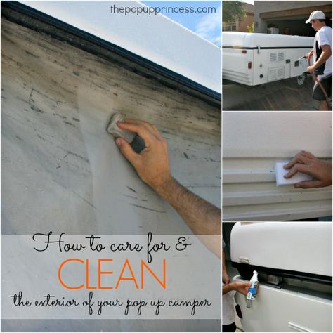 Here are a few quick tips on how to clean your pop up camper. Proper care and maintenance of your camper will keep it looking new for years to come. Pop Up Camper Exterior, Tent Trailer Remodel, Camper Exterior, Popup Camper Remodel, Pop Up Tent Trailer, Camper Maintenance, Pop Up Trailer, Camper Hacks, Best Tents For Camping