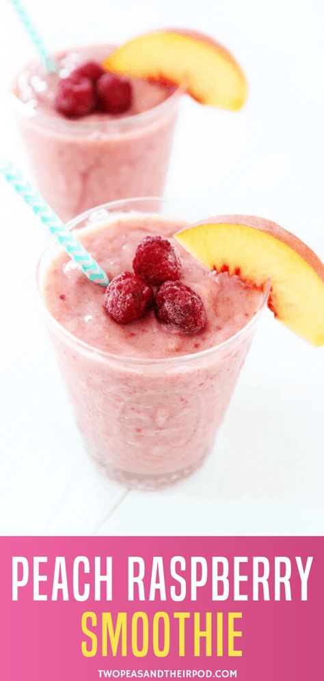 Raspberry Smoothie Recipes, Apricot Smoothie, Banana Apple Smoothie, Peach Raspberry, Peach Smoothie, Smoothies With Almond Milk, Breakfast Smoothie Recipes, Raspberry Smoothie, Healthy Breakfast Smoothies