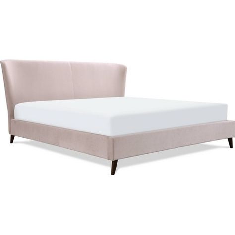 Upholstered Platform Bed Queen, Tall Headboard, Curved Headboard, Beige Bed, Cushion Headboard, Daybed With Trundle, Upholstered Bed Frame, Beds For Sale, Large Bedroom