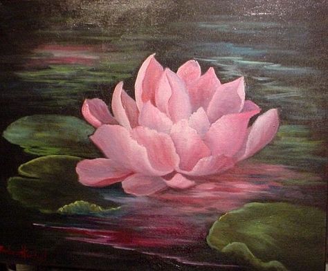 Lilly Painting, Lotus Flower Painting, Water Lilies Painting, Lotus Flower Art, Lotus Painting, Lily Painting, Lotus Art, Flower Art Drawing, Modern Art Paintings