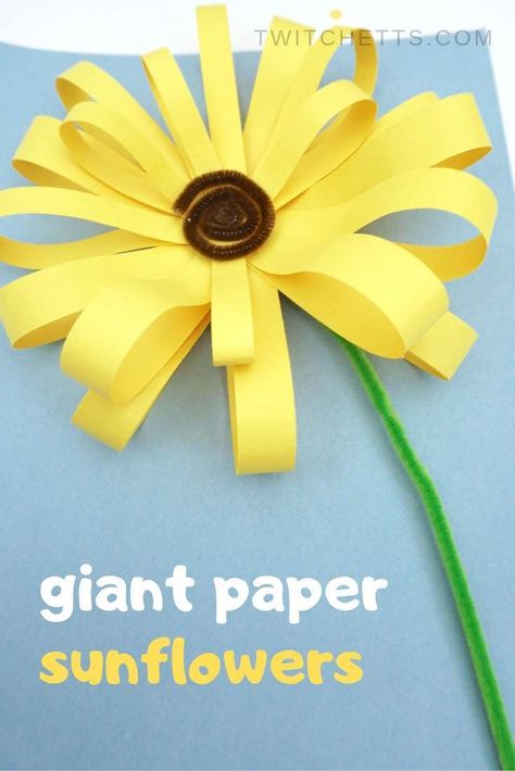 Learn how to make a paper sunflower with this video tutorial. This easy paper craft is great for all ages, especially preschoolers. Use them as a classroom craft, during a camp, or at home at your kitchen table #sunflower #papercraft #craftsforkids #twitchetts Paper Flowers For Kids, Bee Classroom, Sunflower Crafts, Construction Paper Crafts, Paper Sunflowers, Senior Activities, Welcome Summer, Sunflower Art, Paper Crafts For Kids