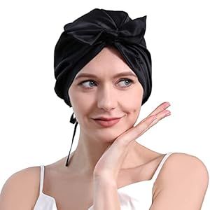 DAISYSILK 22 Momme 100 Pure Mulberry Silk Hair Bonnet for Sleeping Silk Sleep Cap Hair Care Double Layered Silk Hair Wrap for Women with Elastic Stay On Head, Black Christmas Presents For Mom, Silk Hair Bonnet, Satin Turban, Sleeping Bonnet, Silk Hair Wrap, Sleep Bonnet, Silk Sleep Cap, Silk Hair Bonnets, Perm Rod Set