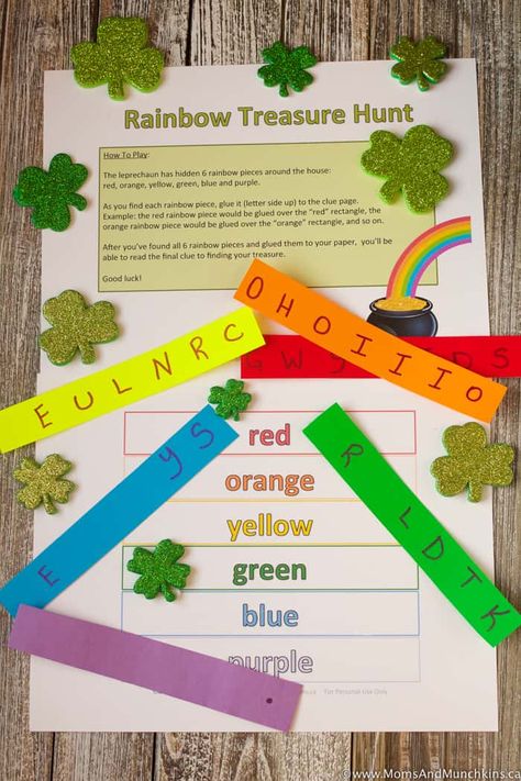 Rainbow Treasure Hunt Game for St. Patrick's Day Green Skittles, Rainbow Games, Treasure Hunt Games, At Home Dates, St Patrick Day Activities, St Patricks Day Food, Dating Divas, 10th Birthday Parties, Hidden Treasure