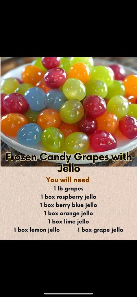 Coated Grapes, Jolly Rancher Jello, Sour Patch Grapes, Candied Grapes Recipe, Candied Fruit Recipes, Raspberry Jello, Candy Grapes, Jello Flavors, Easy Fast Dinner Recipes