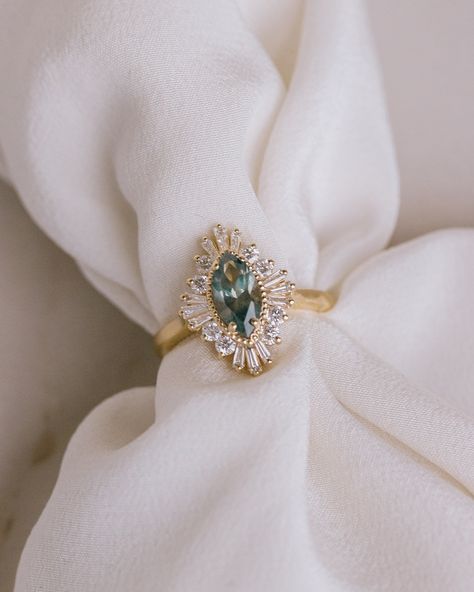 Marquise Colored Engagement Ring, Evorden Engagement Rings, Vintage Stone Engagement Rings, Antique Engagement Rings Art Deco, Evorden Rings, Marquis Halo Ring, Art Deco Halo Engagement Ring, Unique Stone Wedding Rings, Art Deco Vintage Engagement Rings