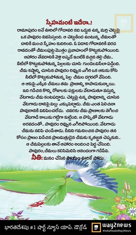 Moral Story In Telugu, Small Stories For Kids, Good Moral Stories, Telugu Stories, Friendship Stories, Reading Comprehension For Kids, Frocks Design, Moral Stories For Kids, Kids Story