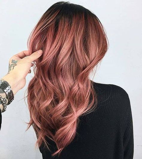 #hair  #hairstyles #hairideas #haircut  #hairlove #hairoftheday #haircolor #longhair Dark Rose Gold Hair, Dusty Rose Hair, Rose Hair Color, Rose Gold Hair Color, Gold Hair Color, Hair Color 2017, Gold Hair Colors, Hair Color Rose Gold, Dark Rose