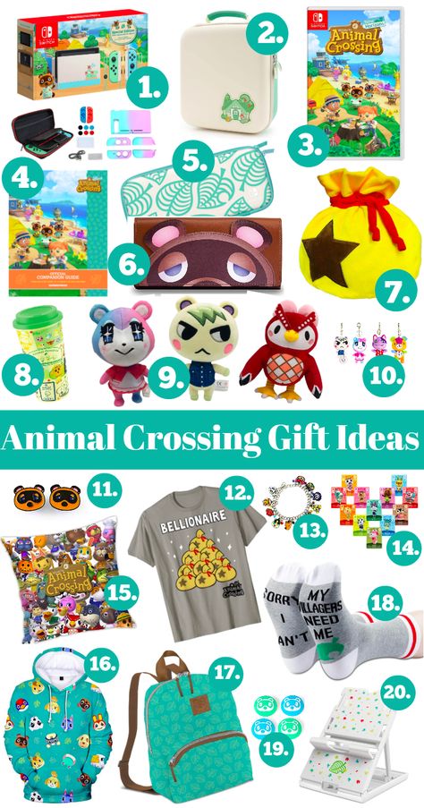 Have someone on your list who is Animal Crossing obsessed? We've got the best Animal Crossing merchandise on our list - everything from high dolloar to stocking stuffer merch that we think any Animal Crossing fan will love! Some fun Tom Nook, Isabelle, Timmy & Tommy, Judy, Marshal, Celeste gift items and more including Animal Crossing t-shirts, pillows, Nintendo switch skins, jewelry, Animal Crossing plush characters and more! Gift Guide Acnh, Animal Crossing Gift Ideas, Animal Crossing Present, Animal Crossing Gift Guide, Animal Crossing To Do List, Animal Crossing Stuff, Acnh Merch, Animal Crossing Gifts, Tom Nook