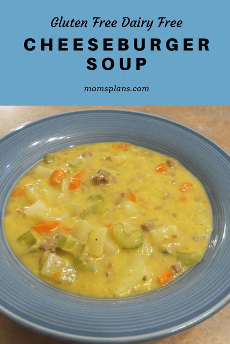 Gluten Free Cheeseburger, Dairy Free Gluten Free Recipes, Best Cheeseburger Recipe, Gluten Free Hamburger, Gluten Free Instant Pot, Dairy Free Recipes Dessert, Cheese Burger Soup Recipes, Homemade Chicken Stock, Cheeseburger Soup