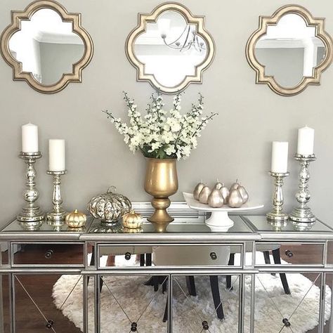 "So I finally gave in and began decorating for fall  starting with the dining room. I've gotten so much inspiration from all the fall home tours going on right now!" (: @dghomeinteriors) #foundathomegoods #MakeHomeYours Gold Living Room, Living Room Decor Colors, Silver Decor, Cheap Home Decor, Fall Home Decor, Silver And Gold, Dining Room Decor, Entryway Decor, Home Decor Inspiration