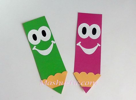 Paper crafts for kids - Fun pencils | Mashustic.com Pencil Crafts For Kids, Paper Pencil Craft, Owl Crafts Preschool, Design For Projects On Paper, Art And Crafts For Kids, Pencil Craft, Pencil Crafts, School Art Activities, Teachers Day Card