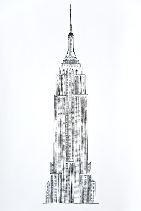 Empire State Building Empire State Building Tattoo, Empire State Building Drawing, Building Tattoo, New York Tattoo, Dream Drawing, Building Drawing, My Memory, New Year Wallpaper, Art Creativity