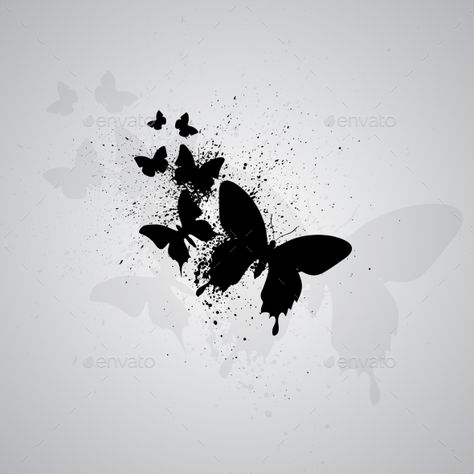 Grunge Butterflies Butterfly Grunge Aesthetic, Butterfly Grunge, Grunge Butterfly, Grunge Elements, Journal Making, Black Silhouette, Grunge Aesthetic, Gray Background, Logo Icons