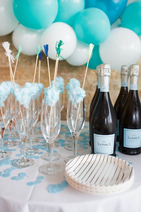 Blue Cotton Candy Drink, Bubble Baby Shower Ideas, Simple Baby Shower Ideas For Boys, Christening Ideas Boy, Teenage Party Games, Honeymoon Shower, Hello 21, Prosecco Van, Baby Boy Sprinkle