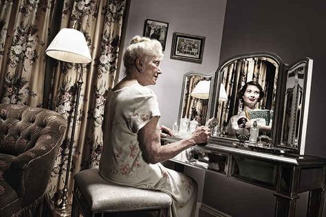 "You get to some milestone — age 20, 40, or 80 — and you can't believe that much time has gone by." Double Exposition, Haunting Photos, Reflection Photos, Photography New York, Reflection Photography, Photographer Advertising, Elderly People, Mirror Reflection, Montage Photo