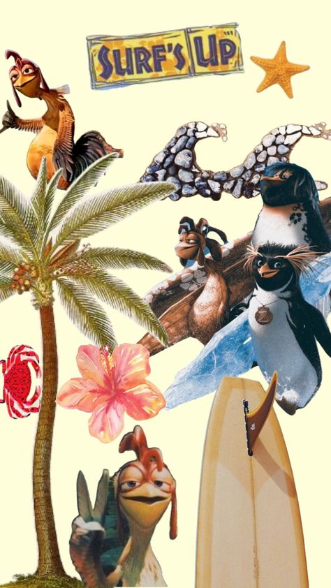 #surfsup #summer #favoritemovie #funny Surfs Up Aesthetic, Surfs Up Movie, Chicken Joe, Seasonal Wallpaper, Aesthetic Movie, Up Aesthetic, Up Movie, Beach Hippie, Movie Artwork