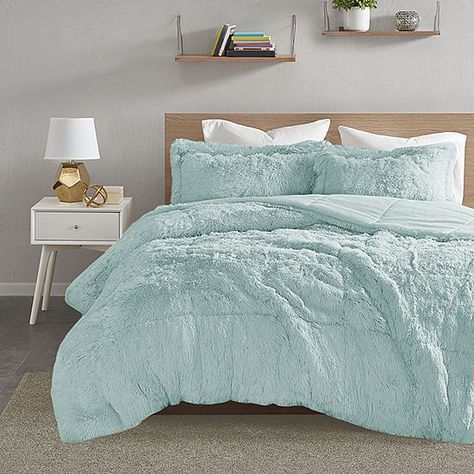 Intelligent Design Leena Heavyweight Comforter Set - JCPenney Faux Fur Comforter, Aqua Bedding, Fur Comforter, Black Comforter, Fur Bedding, Soft Contemporary, Twin Xl Comforter, King Comforter Sets, Queen Comforter Sets