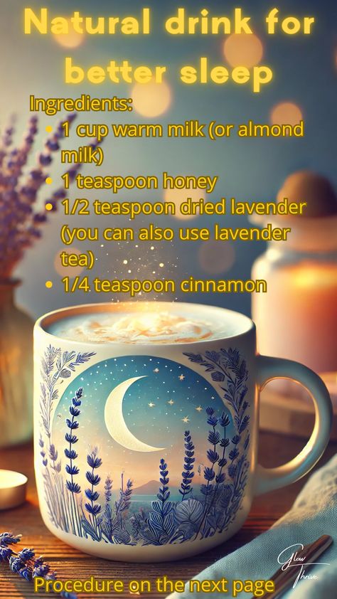 Do you suffer from insomnia? Try this simple and healthy night drink that contains natural ingredients to promote better sleep. This warm drink recipe is perfect for relaxing before bed. Learn more about natural sleep enhancers and make a healthy smoothie that will help you fall asleep faster and improve the quality of your sleep. 
#Sleep Drink
#Hot Drinks Recipes
#Natural Sleep Remedies
#Sleep Remedies
#Healthy Drinks Recipes
#Natural Sleep
#Healthy Smoothie
#Health Drink Natural Remedies For Sleep, Warm Drinks Recipes, Night Drink, Insomnia Help, Sleep Insomnia, Sleep Drink, Hot Drinks Recipes, Sleep Remedies, Lavender Tea