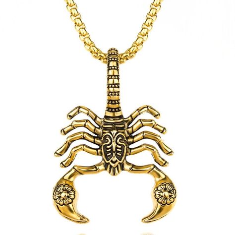 "Scorpion King Clavicle Pendant Necklace For Women/Men, N90201p215 Chain Type: Link Chain Chain Length: 24 Inch Metal: Stainless Steel Plating: Gold Plated Shape: Scorpion Style: Casual/Sporty/Streetwear Best For Gifts On Any Occasion Message Me For Bundle Or Any Query Thank You!!" Stile Punk Rock, Scorpion King, Sporty Streetwear, Stainless Steel Cross Pendant, Skull Pendant Necklace, Tungsten Wedding Rings, Dragon Necklace, Skull Pendant, Mens Leather Bracelet