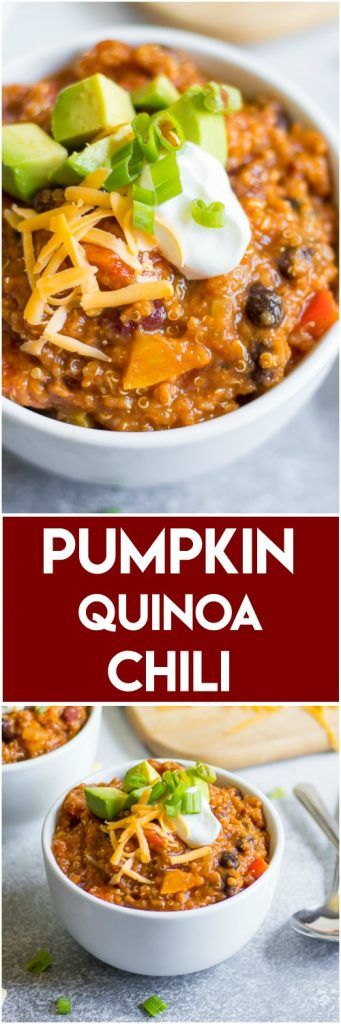 Pumpkin goes well beyond pie and lattes--add it to your chili in this Pumpkin Quinoa Chili! So simple and packed with veggies, beans and just the right amount of spice. A perfect cozy vegetarian meal for fall! #chili #chilirecipe #pumpkin #pumpkinchili #pumpkinrecipe #soup #comfortfood Chili Quinoa, Quinoa Chili Recipe, Fall Chili, Pumpkin Chili Recipe, Pumpkin Quinoa, Quinoa Chili, Pumpkin Chili, Recipe Pumpkin, Vegetarian Meal